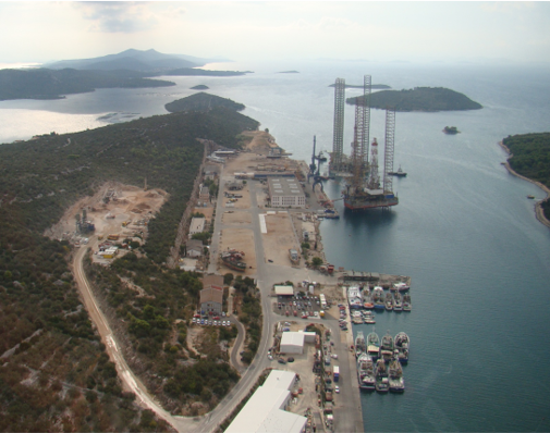 Port terminals and shipyards